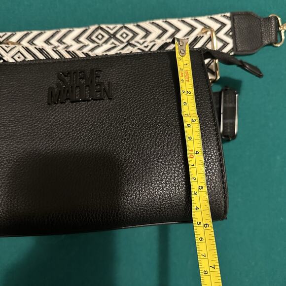 Steve Madden Black Crossbody Bag with Two Adjustable Straps Faux Leather - Picture 5 of 5